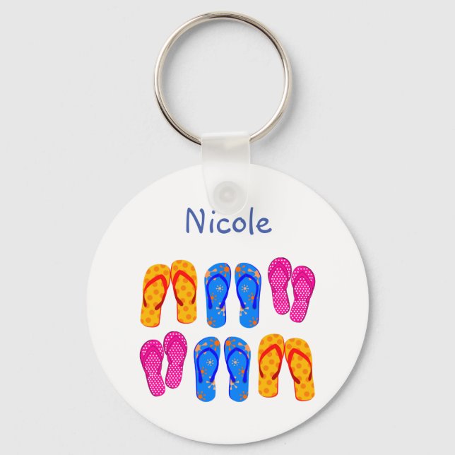 Individuelle Name Flip Flops Sandal Sommerspass Schlüsselanhänger (Vorderseite)