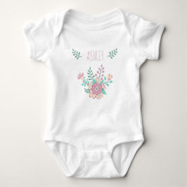 Individuelle Name Floral Baby Girl Jersey Bodysuit Baby Strampler