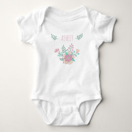 Individuelle Name Floral Baby Girl Jersey Bodysuit Strampler