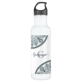 Individuelle Name Floral Harmony Gray Monotone Man Edelstahlflasche