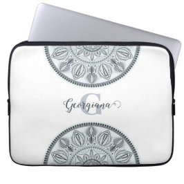 Individuelle Name Floral Harmony Gray Monotone Man Laptopschutzhülle