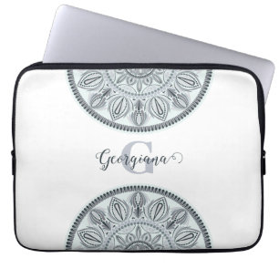 Individuelle Name Floral Harmony Gray Monotone Man Laptopschutzhülle