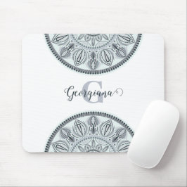 Individuelle Name Floral Harmony Gray Monotone Man Mousepad