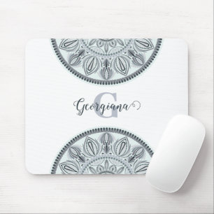 Individuelle Name Floral Harmony Gray Monotone Man Mousepad