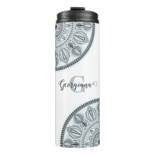 Individuelle Name Floral Harmony Gray Monotone Man Thermosbecher