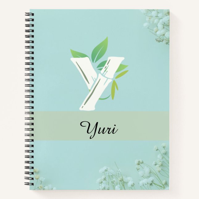 Individuelle Name Floral Journal in Soft Blue Notizbuch (Vorderseite)