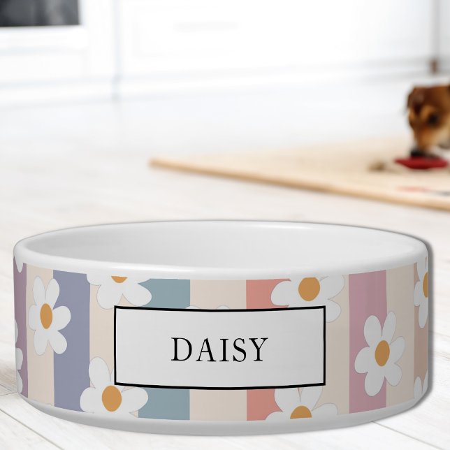 Individuelle Name Floral Pastell Streifen Pet Napf (Von Creator hochgeladen)