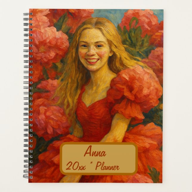 Individuelle Name Floral Planner Planer (Vorderseite)