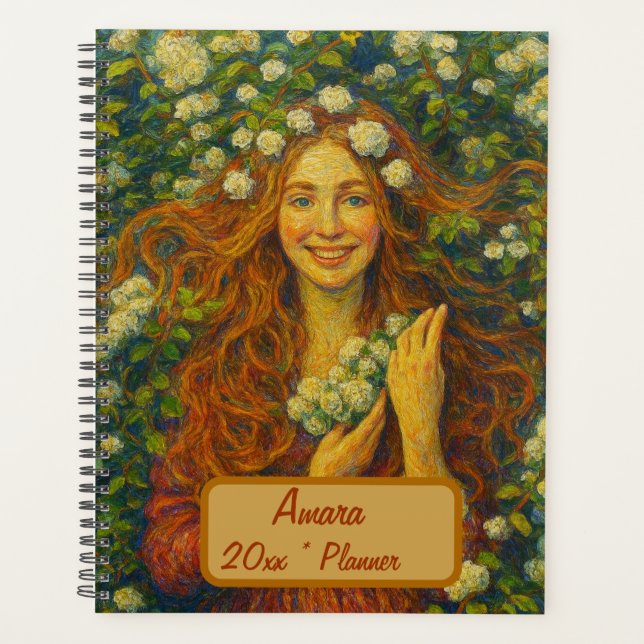 Individuelle Name Floral Planner Planer (Vorderseite)