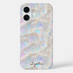 Individuelle Name Fluid Iridescent Gold Opal Girly iPhone 16 Hülle