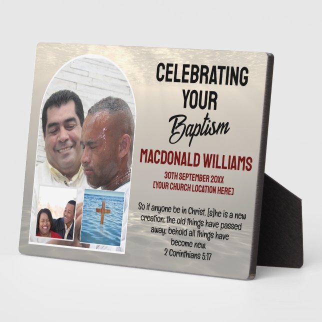 Individuelle Name Foto FEIERT IHREN BAPTISMUS Fotoplatte (Seite)