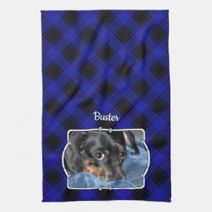 Individuelle Name Foto Frame Classic Blau & Schwar Geschirrtuch