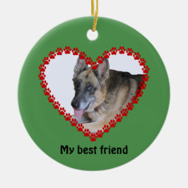 Individuelle Name-Foto-Hundepfoten auf 2 Seiten Keramik Ornament