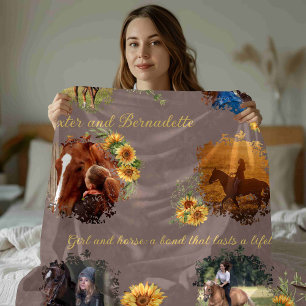 Individuelle Name Foto Pet Brown mit Sonnenblumen Fleecedecke