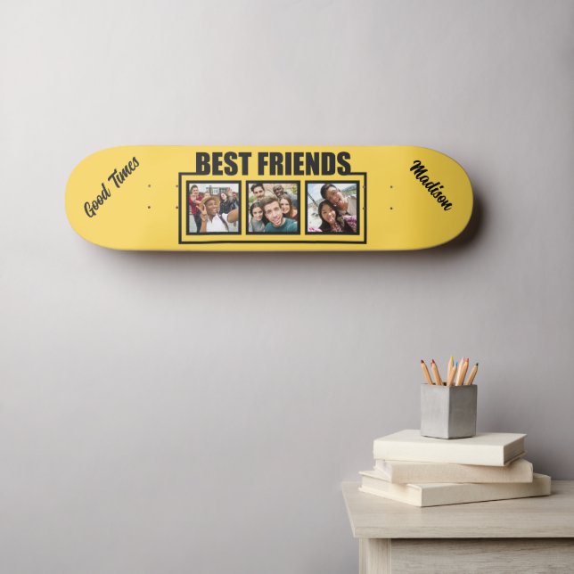 Individuelle Name, Foto und Farbe der besten Freun Skateboard (Wandkunst (Horz))