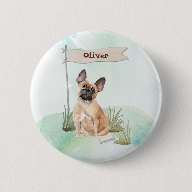 Individuelle Name Französischer Bulldogge Button (Vorderseite)