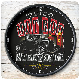 Individuelle Name Frisierte Auto Speed Shop Gas St Große Wanduhr