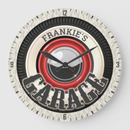 Individuelle Name Frisierte Auto White Wall Reifen Große Wanduhr