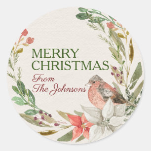 Individuelle Name Frohe Weihnachtsgebirgswelt Voge Runder Aufkleber