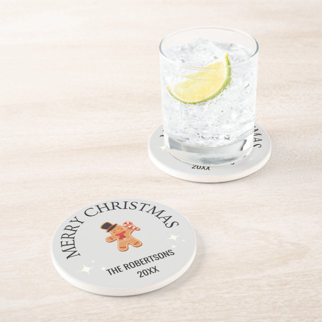 Individuelle Name Frohe Weihnachtsgingerbäckerin M Getränkeuntersetzer (Seite)
