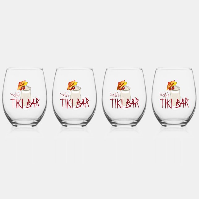 Individuelle Name Frozen Drink Tiki Bar Weinglas Ohne Stiel (Vorderseite)