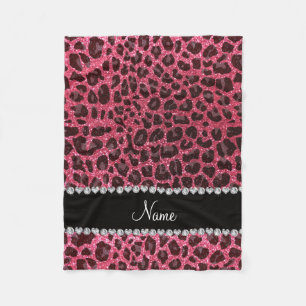 Individuelle Name Fuchsia Rosa Glitzer Leopard Fleecedecke