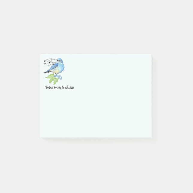 Individuelle Name Fun Bluebird Bird Nature Art Post-it Klebezettel (Vorderseite)