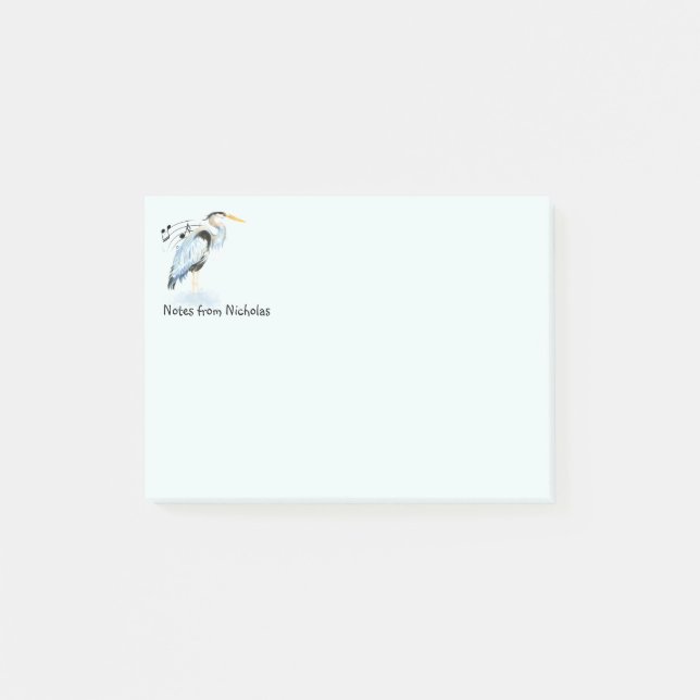 Individuelle Name Fun Great Blue Heron Bird Art Post-it Klebezettel (Vorderseite)