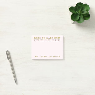 Individuelle Name Fun List Lover Pastel Pink Gold  Post-it Klebezettel
