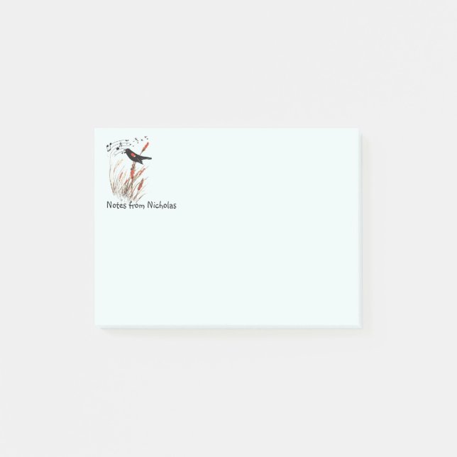 Individuelle Name Fun Red-Winged Blackbird Natur K Post-it Klebezettel (Vorderseite)