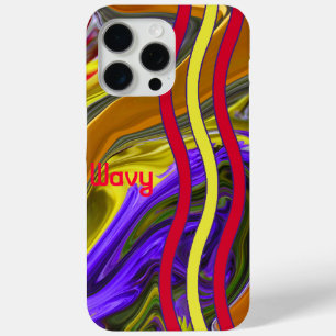 Individuelle Name Funky Liquid Wave Red Yellow Str Case-Mate iPhone Hülle