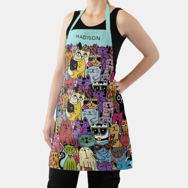 Individuelle Name Funny Cats Illustration Schürze (InSitu)
