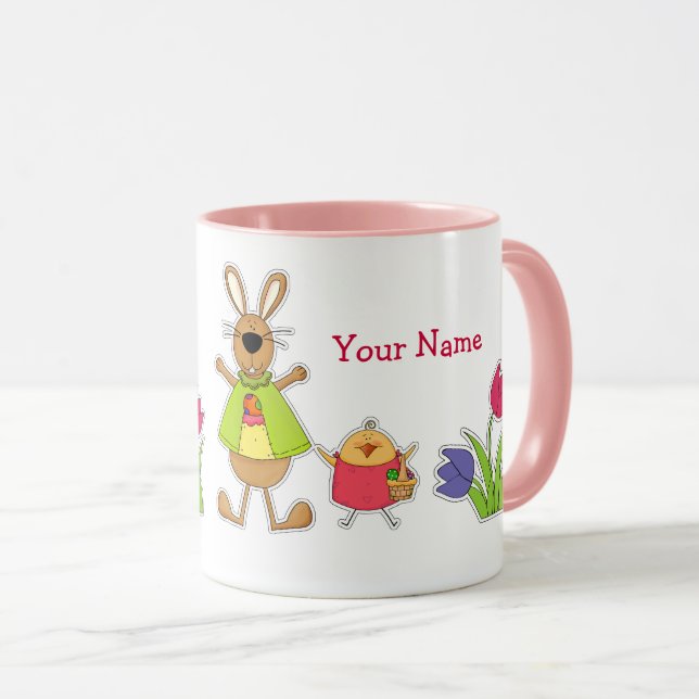 Individuelle Name Funny Easter Bunny Tasse (VorderseiteRechts)