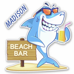 Individuelle Name Funny Shark Aufkleber