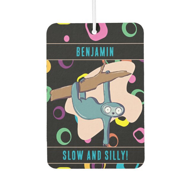 Individuelle Name Funny Sloth Autolufterfrischer (Vorderseite)