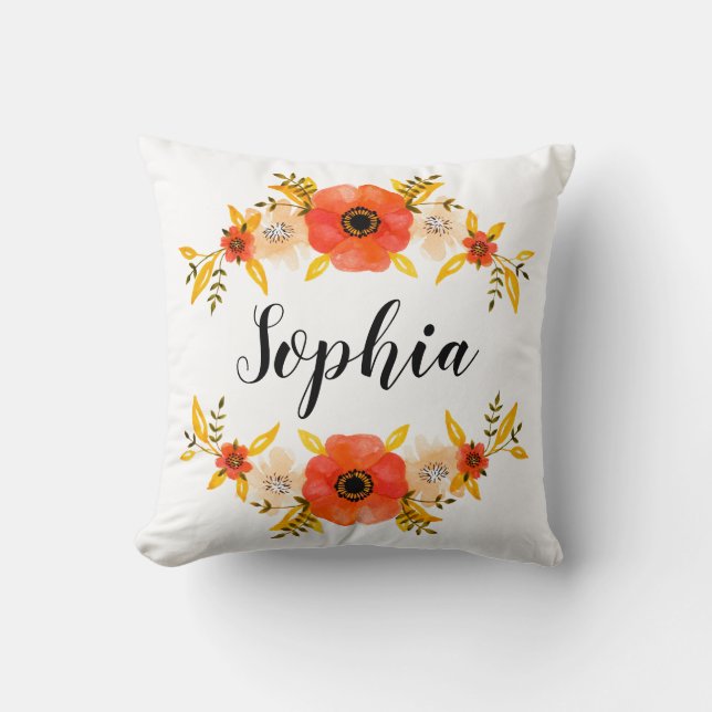 Individuelle Name für Blumenkorn Kissen (Vorderseite)