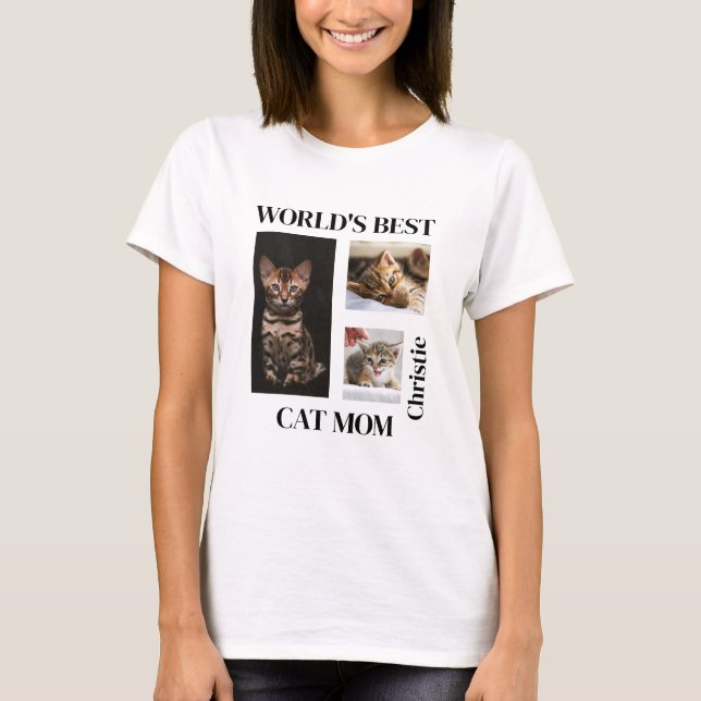 Individuelle Name für die beste Cat Mama der Welt T-Shirt (Vorderseite)
