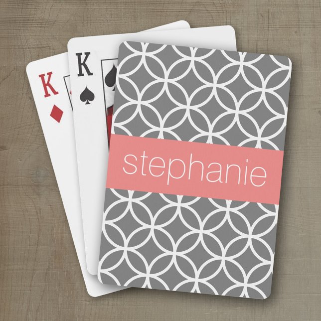 Individuelle Name für die geometrische Struktur Gr Spielkarten (Personalized playing cards with a geometric pattern and a place for a name)