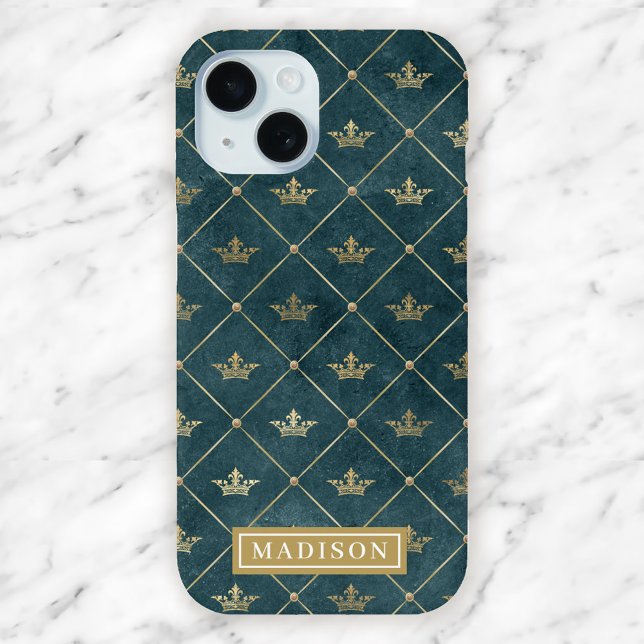 Individuelle Name für Green und Gold Queen Crown P Case-Mate iPhone Hülle (Von Creator hochgeladen)