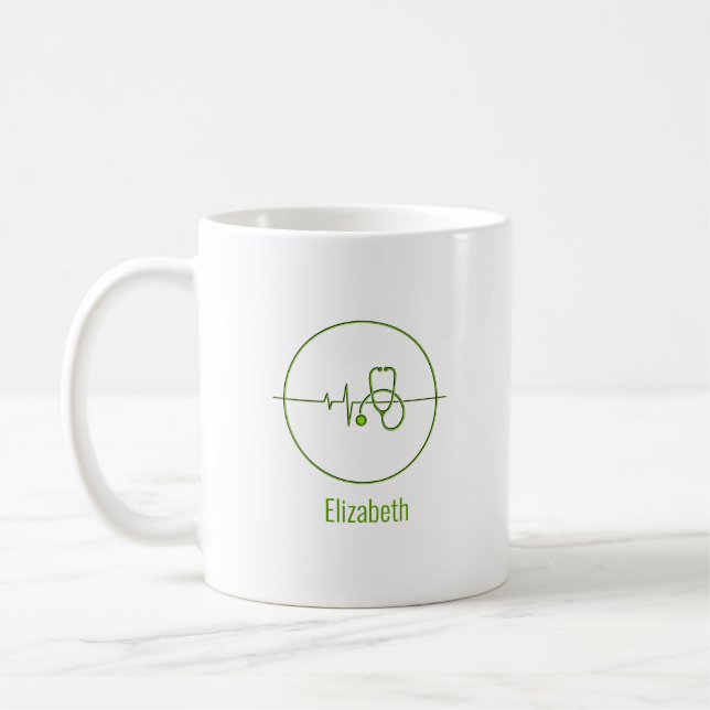 Individuelle Name für grünes medizinisches Stethos Kaffeetasse (Links)
