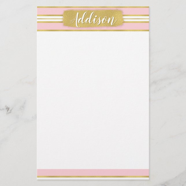 Individuelle Name für hellrosa Streifen Briefpapier (Vorderseite)