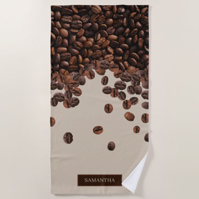 Individuelle Name für Kaffeebohnen Strandtuch (Vorderseite)
