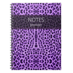 Individuelle Name für lila Leopard-Skin-Printmuste Notizblock