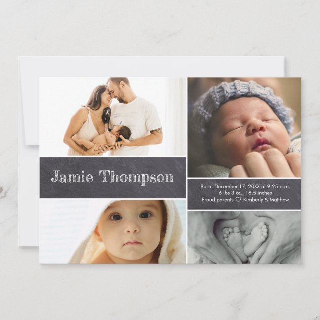 Individuelle Name für mehrfache Babyfotografie-Col Ankündigung (Vorderseite)