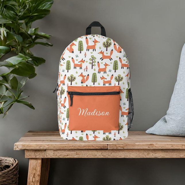Individuelle Name für niedliche Füchse Bedruckter Rucksack (Von Creator hochgeladen)