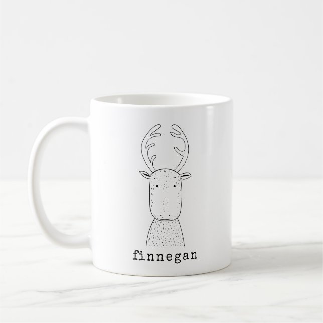 Individuelle Name für niedliche Reindeer Simple Li Kaffeetasse (Links)