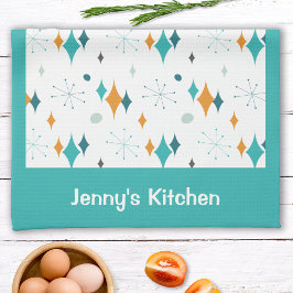 Individuelle Name für Vintage atomare Sternexplosi Geschirrtuch