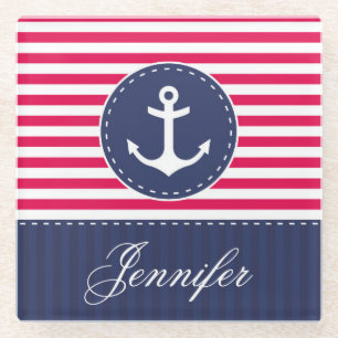 Individuelle Name für zeitgenössische rote blaue A Glasuntersetzer