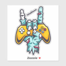 Individuelle Name Gamer Zombie-Aufkleber