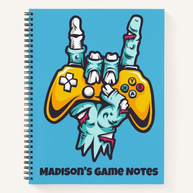 Individuelle Name Gamer Zombie Notizbuch (Vorderseite)